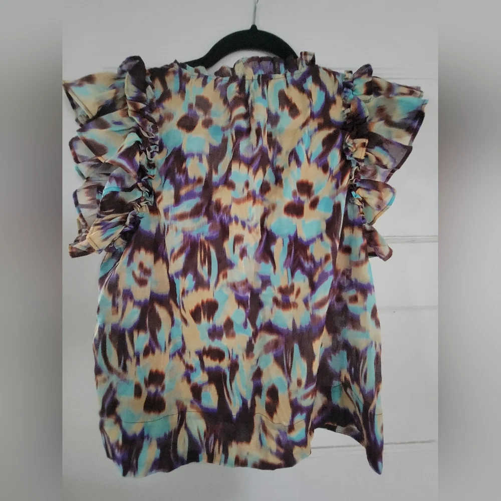 Steve Madden Multicolor Ruffle Sleeve Top - Picture 3 of 5